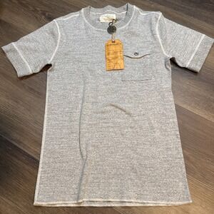 NWT Men's Sugar Cane Fiction Romance Gray Henley Short Sleeve Large